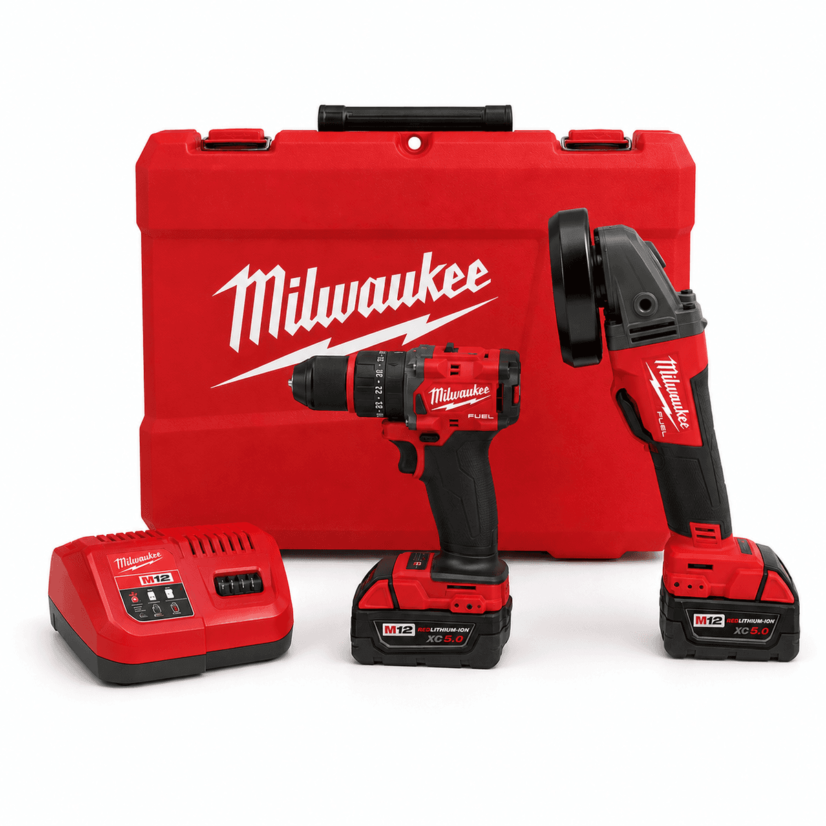 Milwaukee Set 2u1 — bušilica i brusilica sa baterijama i koferom